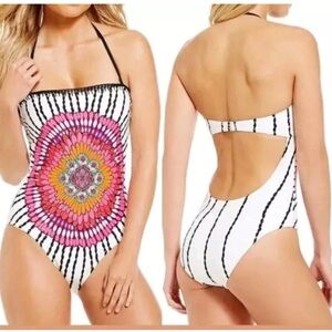 Trina Turk "Ibiza" Print One Pc. Bandeau Swimsuit Sz.6 MSRP $158